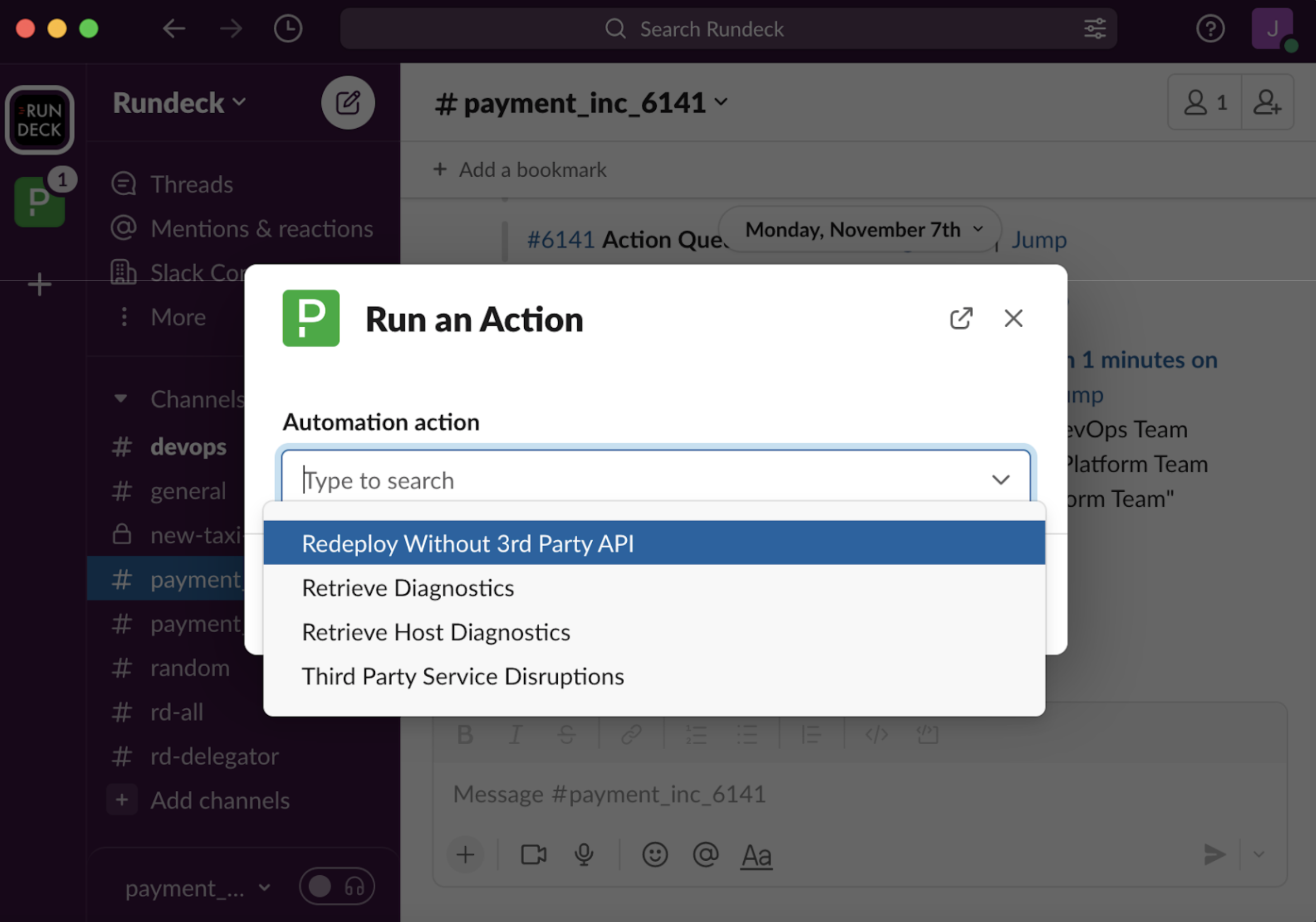 Invoke Automation Actions from Slack