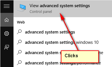 Advanced System Settings in search bar